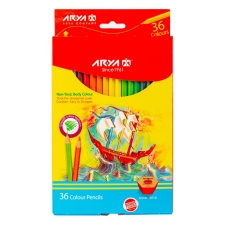 مداد رنگی ۳۶ رنگ آریا با تراش مدل مقوایی