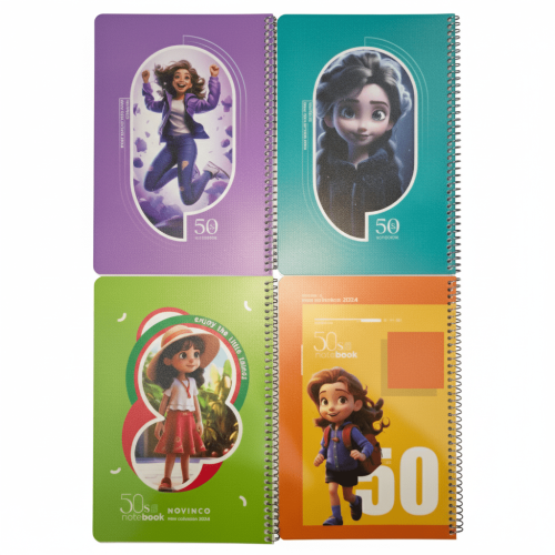 دفتر سیمی 50 برگ خطی فانتزی نوین