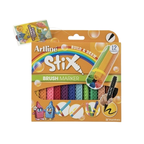 ماژیک نقاشی 12 رنگ قلمویی استیکس آرت لاین