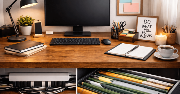 چطور میز کار خود را به بهترین شکل مرتب کنیم؟ راهنمای کامل برای نظم‌دهی به فضای کار